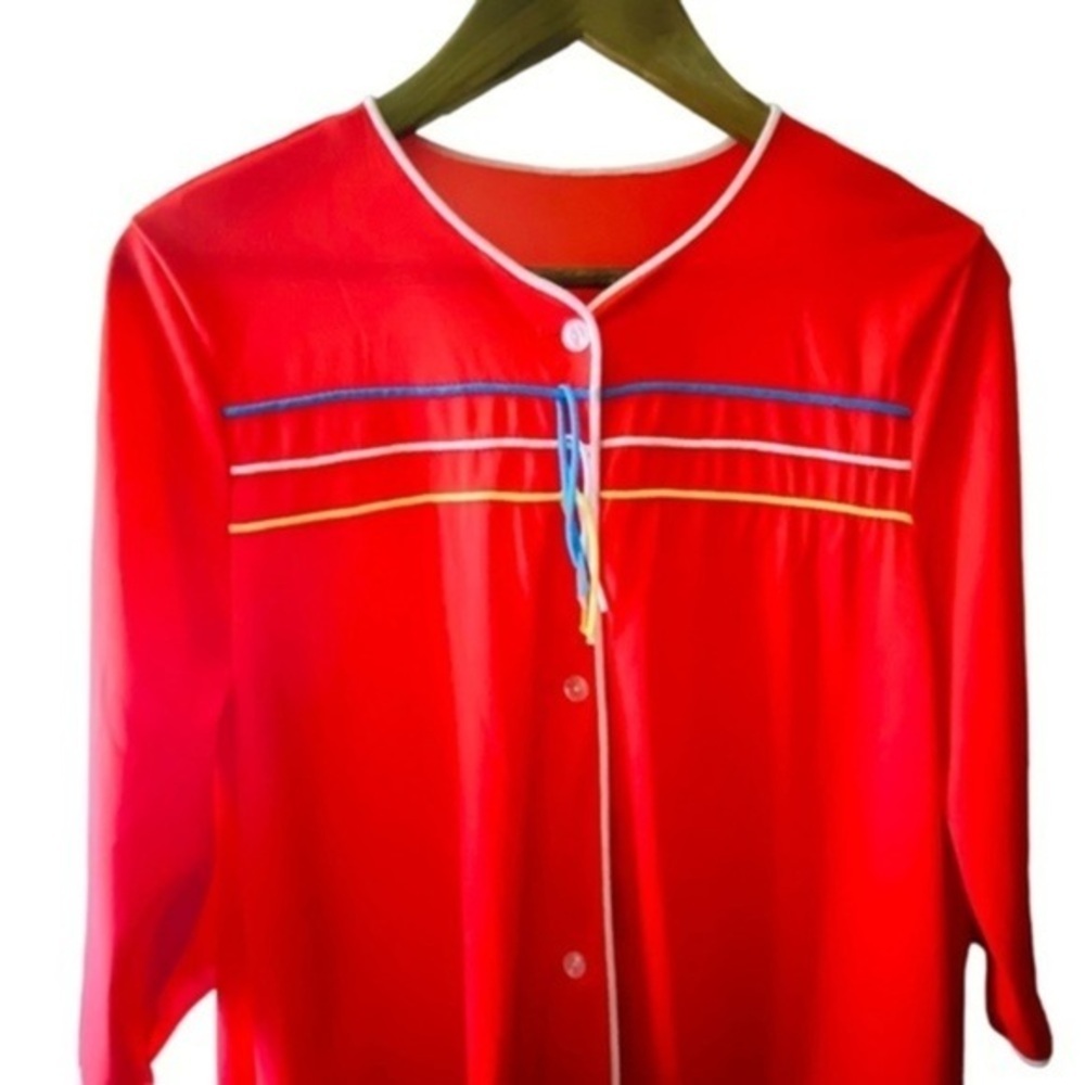 Lorraine Vintage Long Robe Rainbow Sixties Tropical Loungewear Nylon Medium